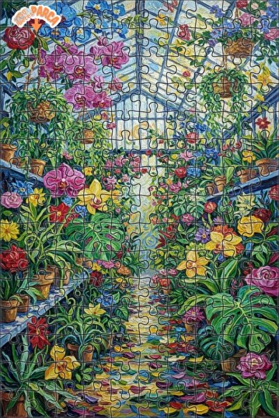 Teona Ahşap Oil Painting Look Botanical Garden Art Double Layer Framed Wooden...