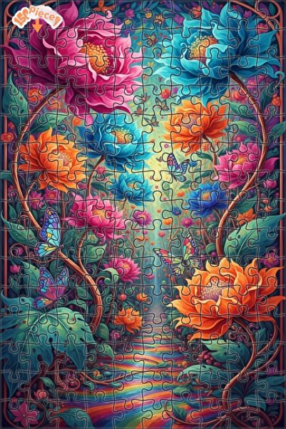 Teona Ahşap Magical Butterfly Garden Oil Painting Look Double Layer Framed Wo...