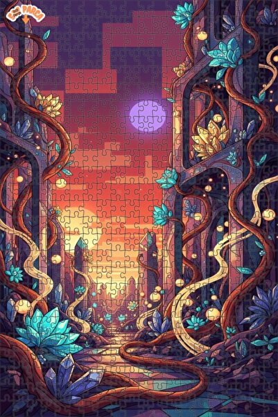 Teona Ahşap Mysterious Crystal Forest Double Layer Framed Wooden Puzzle 500 P...