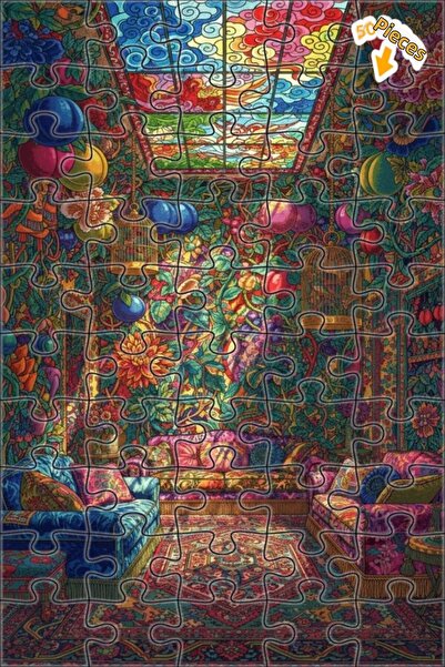 Teona Ahşap لوحة زيتية لمنظر غرفة سحرية، فن 50 قطعة، 15×25