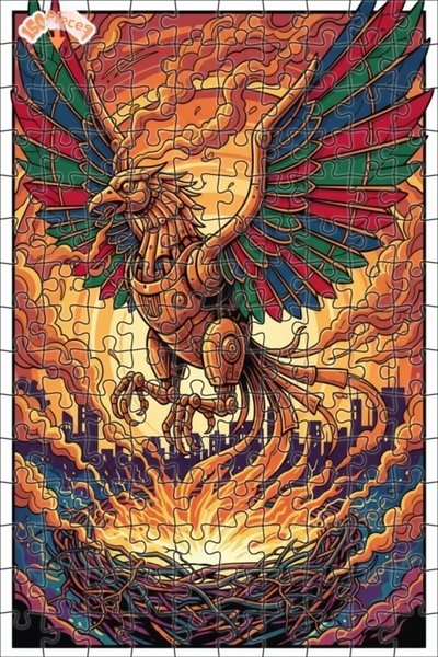 Teona Ahşap Mechanical Phoenix Double Layer Framed Wooden Puzzle 150 Pieces 2...