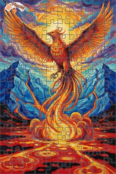 Teona Ahşap Rebirth of the Flaming Ashes Oil Painting Double-Deck Framed Wood...