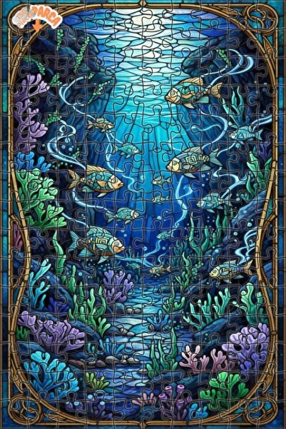 Teona Ahşap لغز خشبي مؤطر بطبقتين من فن الفسيفساء الزجاجية السحرية تحت البحر ...