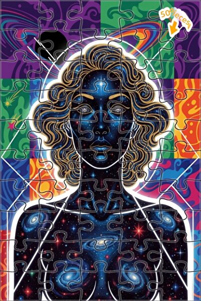 Teona Ahşap لغز خشبي مؤطر بطبقتين بنمط فني تجريدي للإلهة الكونية 50 قطعة 15×25