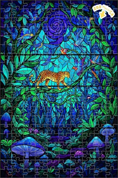 Teona Ahşap لغز خشبي بإطار مزدوج الطبقات من الزجاج الملون بتصميم فن الغابة ال...