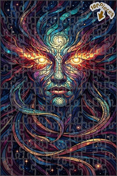 Teona Ahşap لغز خشبي بإطار ذو طبقتين بمظهر فسيفساء الروح الكونية 100 قطعة 25x25