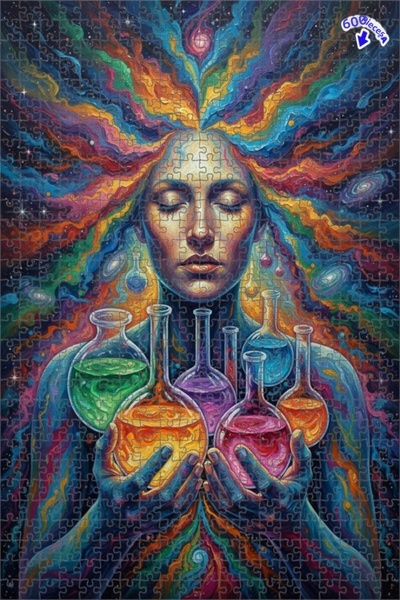 Teona Ahşap لغز خشبي بإطار مزدوج الطبقات بمظهر لوحة زيتية للتفكير الكوني 600 ...