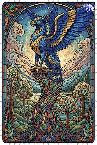 Teona Ahşap لغز خشبي بإطار ذو طابقين بمظهر زجاجي فني غامض من غريفين، 600 قطعة...