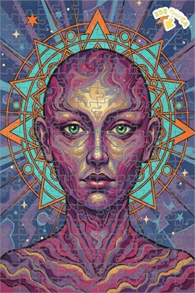 Teona Ahşap لغز خشبي بإطار مزدوج الطبقات بتصميم بوابة سايكيديليك بمظهر لوحة ز...