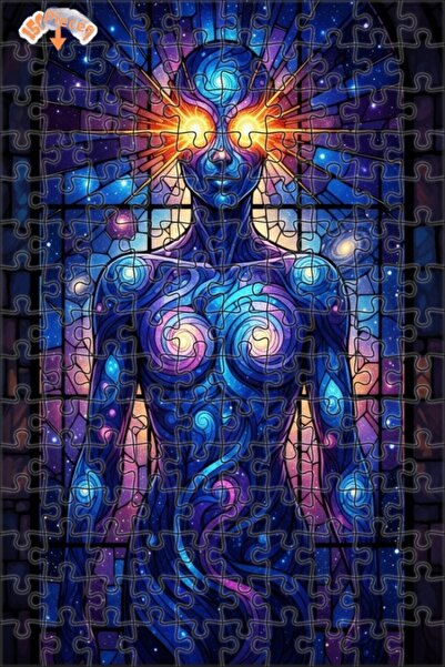 Teona Ahşap لغز خشبي بإطار مزدوج الطبقات من الزجاج الملون بتصميم رؤية إنسانية...