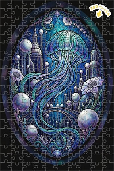 Teona Ahşap لغز خشبي مؤطر بطبقتين من فن الموزاييك الزجاجي لمدينة تحت البحر ال...