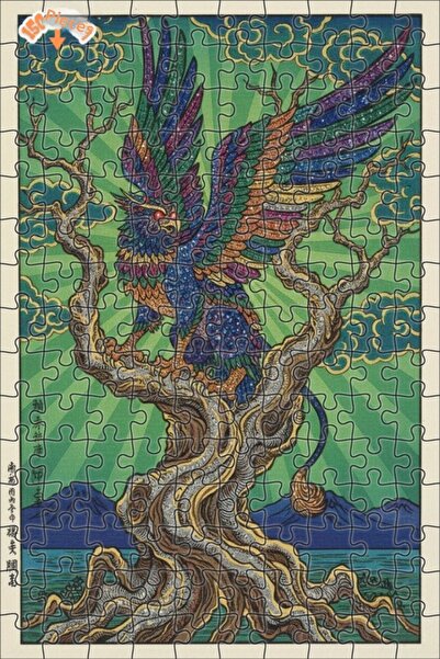 Teona Ahşap Majestic Winged Mythical Creature Oil Painting Double-Deck Framed...