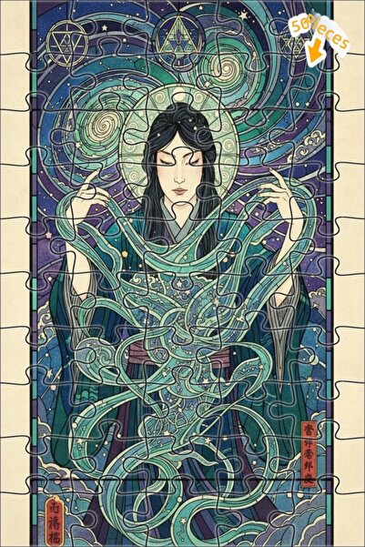 Teona Ahşap لغز خشبي بإطار مزدوج الطبقات بمظهر بلاط فني للنساء من كوزميك رايف...