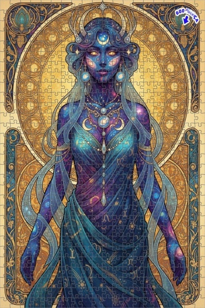 Teona Ahşap لوحة فنية بتصميم ملكة الكون بمظهر الزيتية، بأسلوب آرت نوفو، لغز خ...