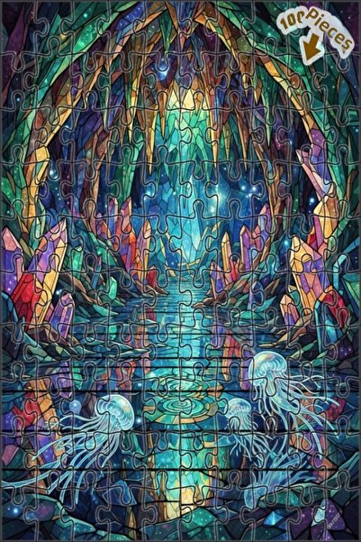 Teona Ahşap لغز خشبي بإطار مزدوج الطبقات بتصميم فني فسيفسائي يشبه كهف الكريست...