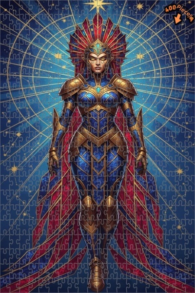 Teona Ahşap لغز خشبي بإطار مزدوج الطبقات بمظهر لوحة زيتية لامرأة محاربة فضائي...