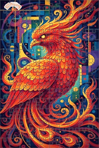 Teona Ahşap لغز خشبي بإطار مزدوج الطبقات بمظهر لوحة زيتية لطائر الفينيق الأحم...