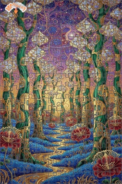 Teona Ahşap لغز خشبي فني بمظهر لوحة زيتية لمغامرة الغابة الذهبية 150 قطعة 20×30