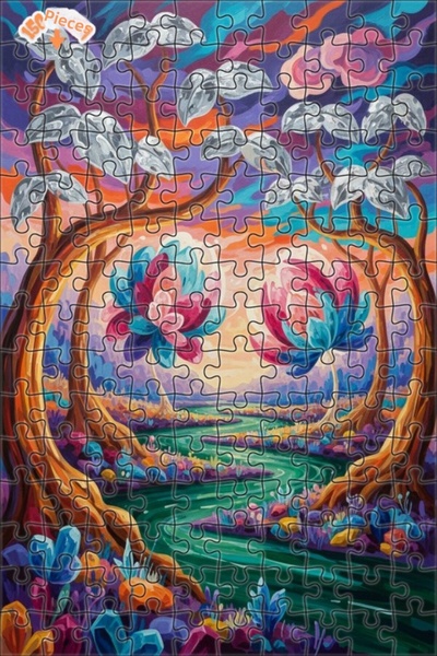 Teona Ahşap لغز خشبي بمظهر زهور الغابة السحرية بمظهر اللوحات الزيتية 150 قطعة...