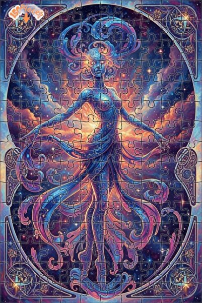 Teona Ahşap لغز خشبي للنساء بمظهر الألوان المائية من كوزميك، لغز خشبي بإطار م...