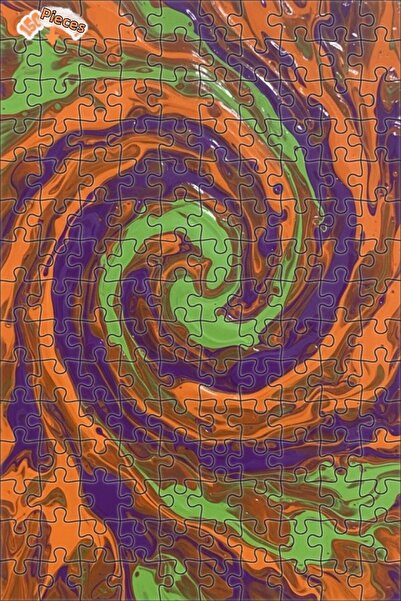 Teona Ahşap Dynamic Spiral Flow Oil Painting Look Double-Deck Framed Wooden P...