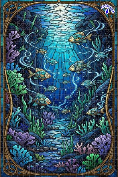 Teona Ahşap لغز خشبي مؤطر بطبقتين من فن الفسيفساء الزجاجية السحرية تحت البحر ...