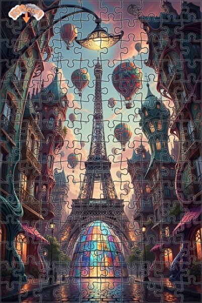 Teona Ahşap لغز خشبي مؤطر بطبقتين بمظهر لوحة زيتية لحفلة بالونات سحرية في بار...