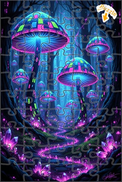 Teona Ahşap لغز خشبي بإطار مزدوج الطبقات بمظهر الطباعة الرقمية لغابة الفطر ال...