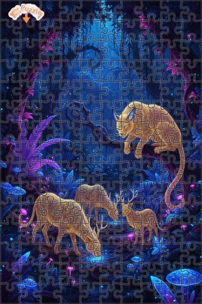 Teona Ahşap لغز خشبي مؤطر بطبقتين من وحش الغابة الغامضة والغزلان 150 قطعة 20×30