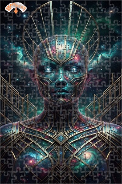 Teona Ahşap لوحة فنية بتصميم إنساني فلكي كوني، لوحة زيتية بإطار خشبي مزدوج ال...