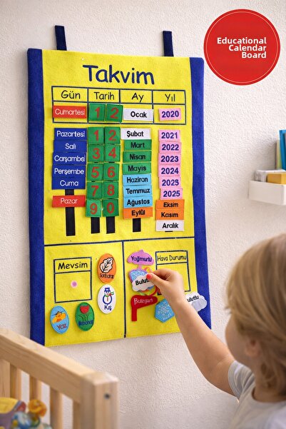 MEDUSHOP لوحة تقويم تعليمية من اللباد |   لعبة الأطفال اليومية: الشهر، السنة،...