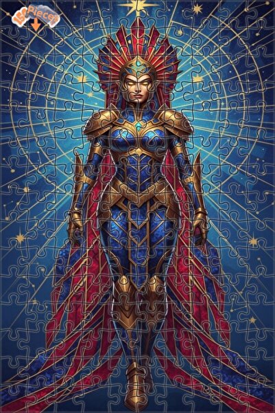 Teona Ahşap لغز خشبي بإطار مزدوج الطبقات بمظهر لوحة زيتية لامرأة محاربة فضائي...