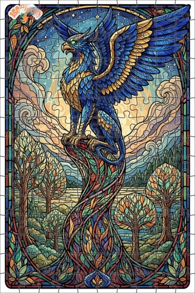 Teona Ahşap لغز خشبي بإطار مزدوج الطبقات بمظهر زجاجي فني غامض من غريفين 150 ق...