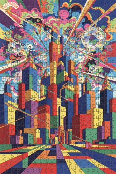 Teona Ahşap لغز خشبي بإطار مزدوج الطبقات بمظهر فني سايكيديك 500 قطعة 50×30