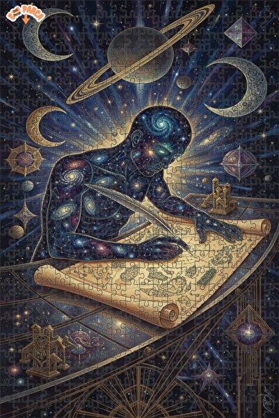 Teona Ahşap لغز خشبي بإطار مزدوج الطبقات بمظهر لوحة زيتية يصور منشئ الكون، 50...