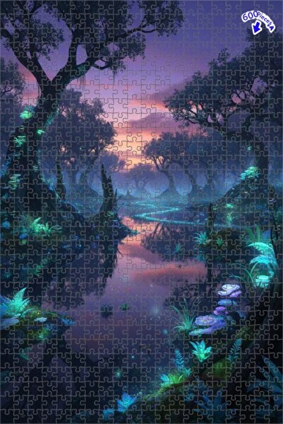 Teona Ahşap لغز خشبي بإطار مزدوج الطبقات بمظهر لوحة زيتية ساحرة للغابة 600 قط...