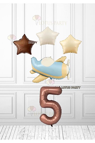 LOTUS PARTY Κρεμ Καφέ Αστέρι Κρέμα Μπλε Αστέρι Μπαλόνι - Καφέ Αριθμητικό Μπαλ...