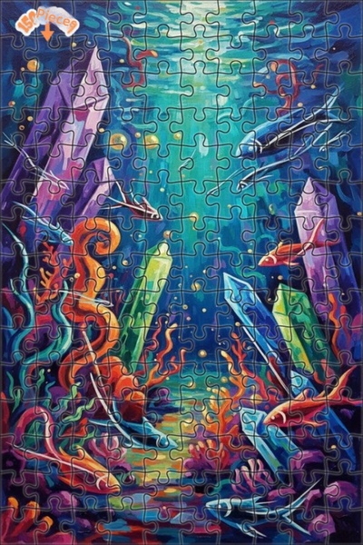 Teona Ahşap لغز خشبي بإطار مزدوج الطبقات بمظهر لوحة زيتية تحت الماء من الكريس...