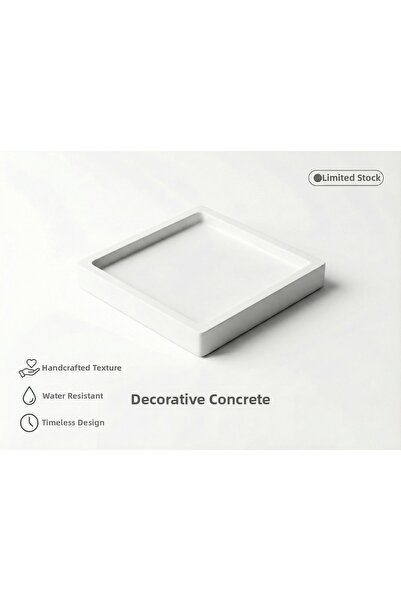 Esepix Square Concrete Decorative Tray Minimalist Jewelry Organizer and Key H...