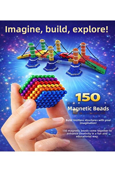 CAN OYUNCAK 6 كرات مغناطيسية سحرية ملونة مقاس 5 مم، 216 قطعة من مكعبات مغناطي...