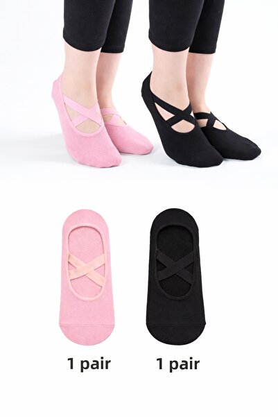 Lazen Women's Pilates Yoga Non-Slip Sole Ballerina Ballet Socks - Set of 2 - ...