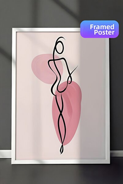 Postifull Pictură în formă de linie, cadru alb și poster, pictură verticală p...