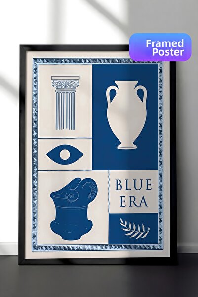 Postifull Tablou înrămat Blue Era, cadru negru și poster, pictură verticală p...