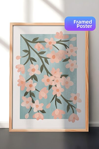 Postifull Pictură înrămată cu flori de cireș abstracte, pictură verticală pe ...