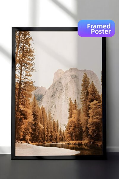 Postifull Πολύχρωμος πίνακας με κορνίζα Yosemite, μαύρο πλαίσιο και αφίσα, ζω...