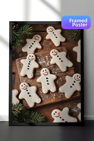 Postifull Tablou cu rama neagra, poster de Anul Nou, decor de Anul Nou, Ginge...