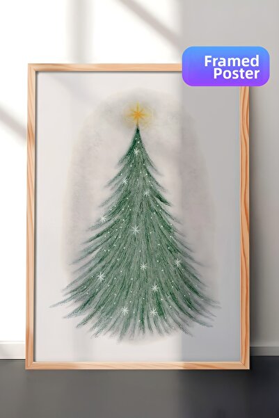 Postifull Tablou cu rama din lemn, poster de Anul Nou cu rama, seria Sparklin...