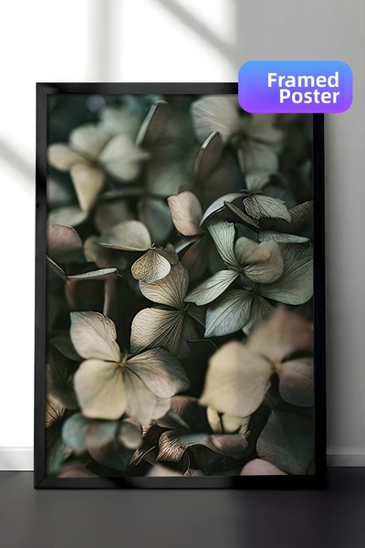 Postifull Pictură înrămată cu hortensie verde, cadru negru și poster, pictură...