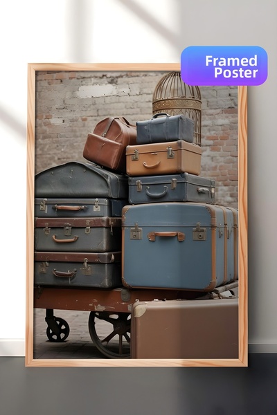 Postifull Πίνακας με κορνίζα τρόλεϊ, ξύλινο πλαίσιο και αφίσα, κάθετη ζωγραφι...