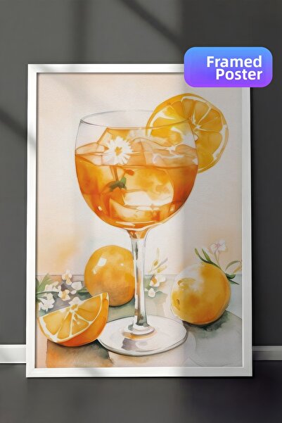 Postifull Pictură înrămată Aperol Art, cadru alb și poster, pictură verticală...